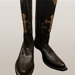 Johnny Ringo Brown with Gold Crosses Cowgirl Boots  7338